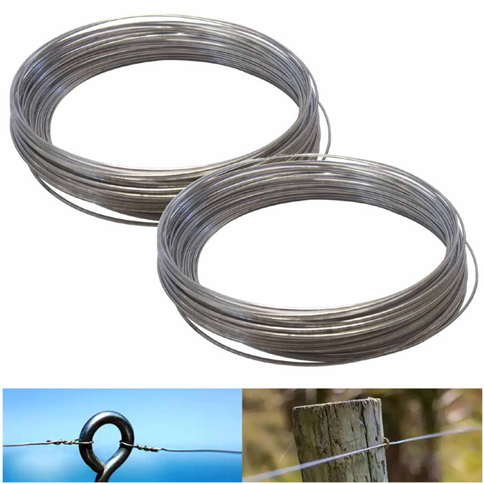 2 Rolls 14-Gauge Galvanized Steel Wire Rope 32.8ft Each Cord Welded Garden Fence