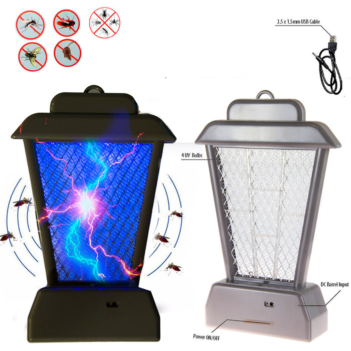 New Insect Mosquito Bug Zapper UV Light Fly Pest Bug Trap Lamp Killer Grey