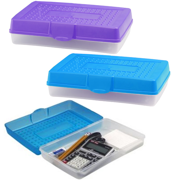 Multi Purpose Pencil Box School Supplies Durable Plastic Organizer Utility Case