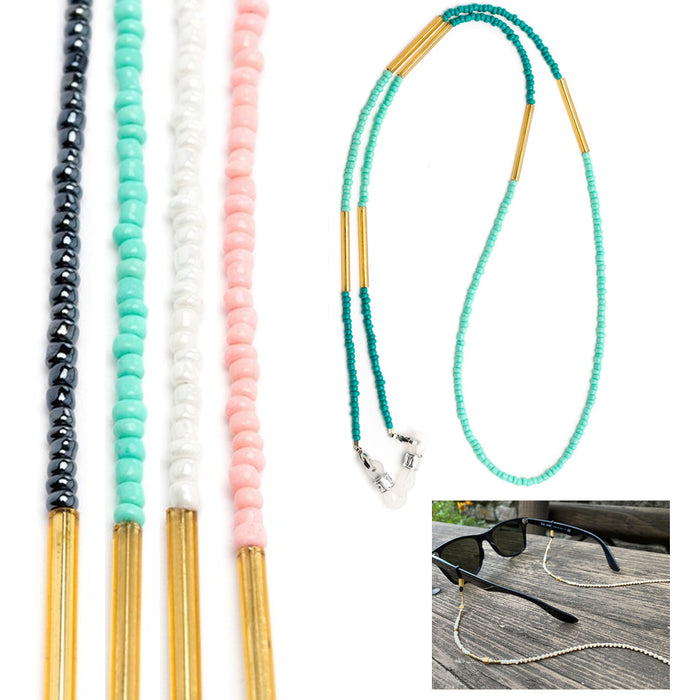 1 Fashion Beaded Eyewear Retainer Eyeglass Sunglass Neck Gold Chain Holder Strap