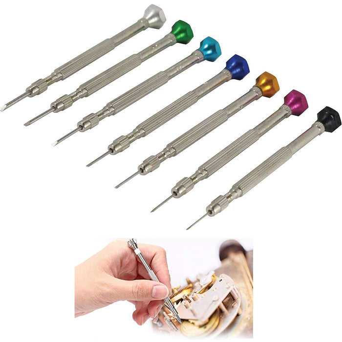 7pc Reversible Jewelers Screwdriver Set Precision Eyeglass Watch Flat Tip Repair