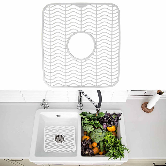 1 Pc Sink Mat Dish Rack Cushion Drainer Protector Pad Kitchen 11" x 12" White