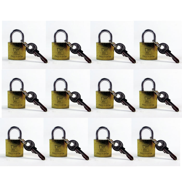 Lot Of 12 Padlock Small Brass 20MM Mini Tiny Lock Keyed Box Jewelry Drawer 2 Key