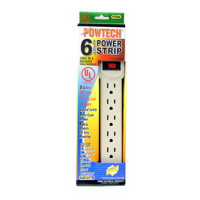 Power Strip 6 Outlet Surge Protector Plug AC Wall Power Strip UL 18" Cord Switch