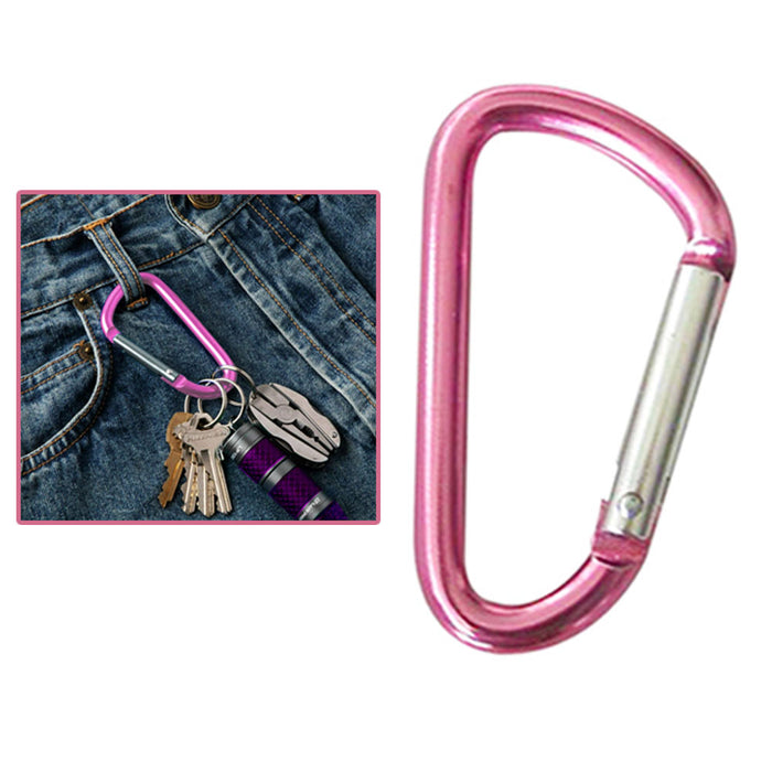 3 Pc Aluminum Carabiner Clip Small D-Ring Snap Lock Hook Key Chain Colors  2-3/8