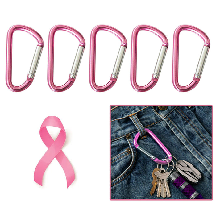 Diamond Visions 5 PC Pink Aluminum Carabiner 2 inch D-Ring Snap Hook Key Chain Keyring Spring Clips, Women's, Size: One Size
