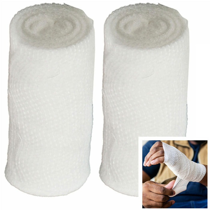 2 Pc Gauze Rolls Self Adhesive Bandage Roll Rolled Medical Stretch Wrap 3 Inch