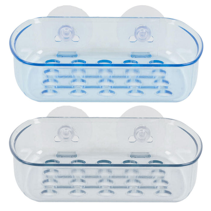 Clear Plastic Wall Mount Shower / Bath Soap Bar Holder Dish wth