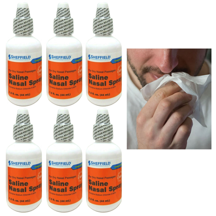 6 Pc Moisturizing Saline Nasal Spray Nose Rinse Decongestant Mist Sinus Relief