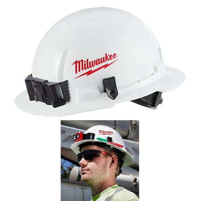 1 Milwaukee Hard Hat Full Brim Head Shield Safety w/ Bolt Ratcheting Suspension