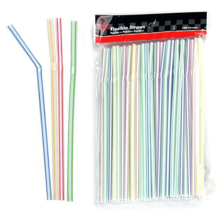 150 Pc Long Flexible Drinking Straws Party Bar Drinking Supplies Plastic Bendy