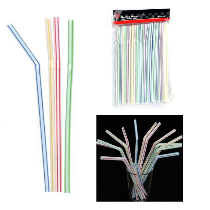 150 Pc Long Flexible Drinking Straws Party Bar Drinking Supplies Plastic Bendy