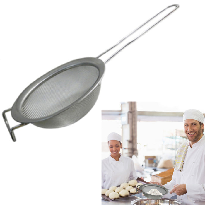 Stainless Steel Strainer Handle Fine Mesh Colander Sifter Flour Tea Kitchen Tool