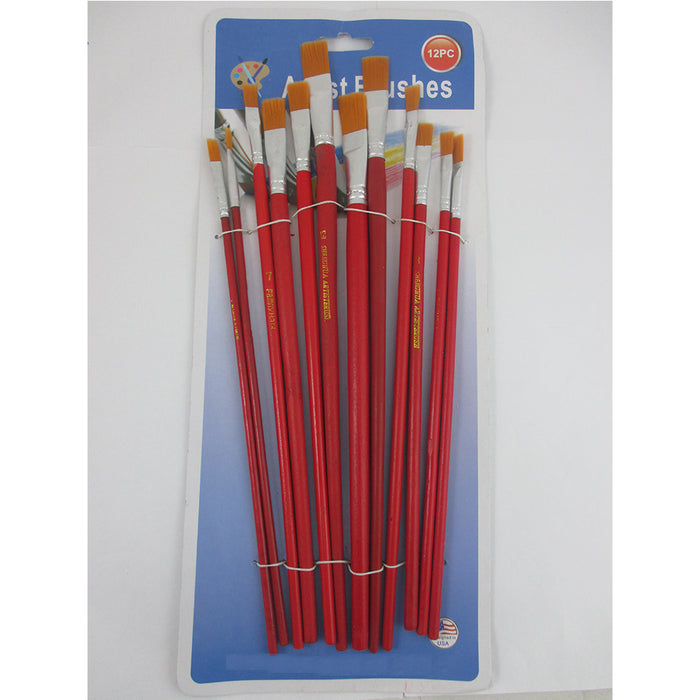 12 Pc Paint Brushes Set Nylon Brush Oil Watercolor Artist Acrylic Painting Art