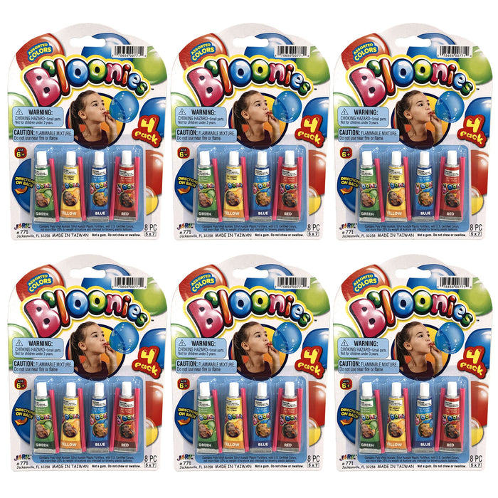 24 X Tubes Bloonies Blow Plastic Bubbles Balloon Kids Party Bag Filler Favors