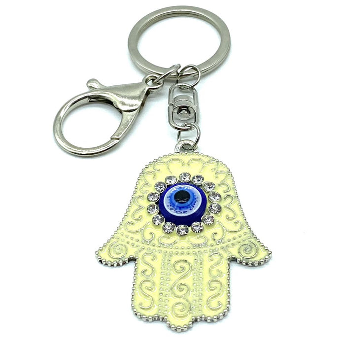 3 Pc Hamsa Evil Eye Charm Key Chain Lucky Fatima Hand Kabbalah Amulet Protection