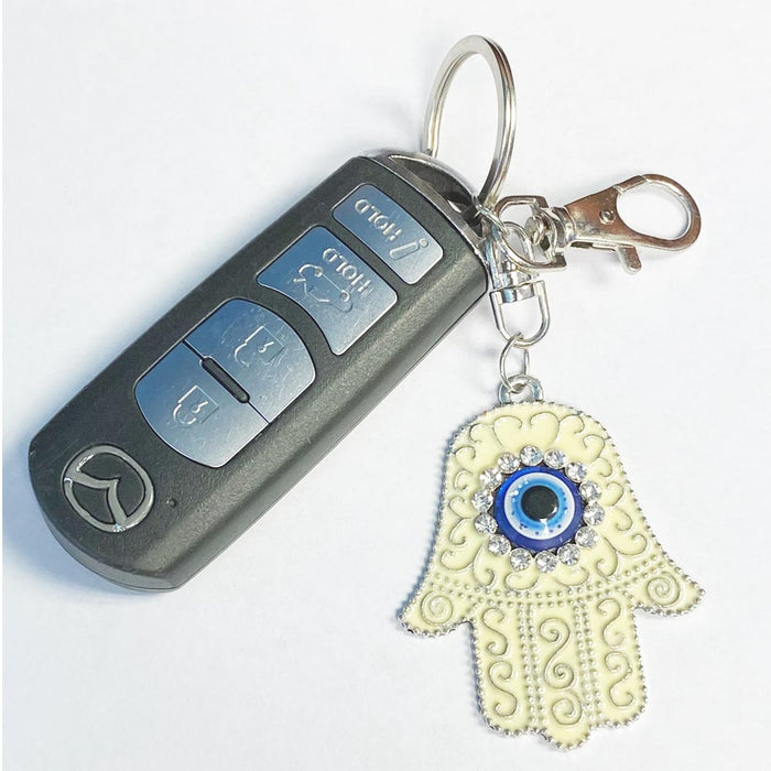 3 Pc Hamsa Evil Eye Charm Key Chain Lucky Fatima Hand Kabbalah Amulet Protection