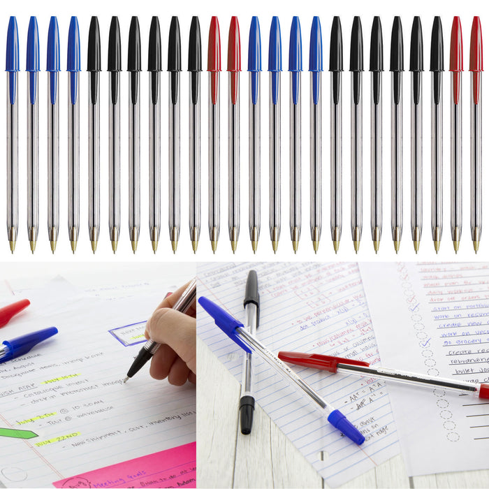 24 Pc Multi Color Ballpoint Pens Ball Point Pen Red Black Blue Ink School Office