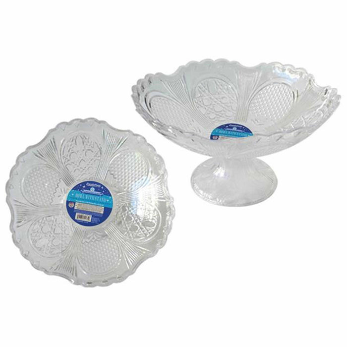 2 Pk Crystal Bowls Footed Fruit Stand Candy Dish Table Decoration Plastic Clear