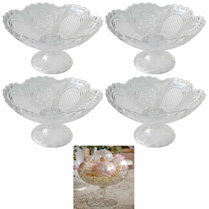 4pc Fruit Bowl Centerpiece Pedestal Crystal Clear Plastic Dessert Display Stand