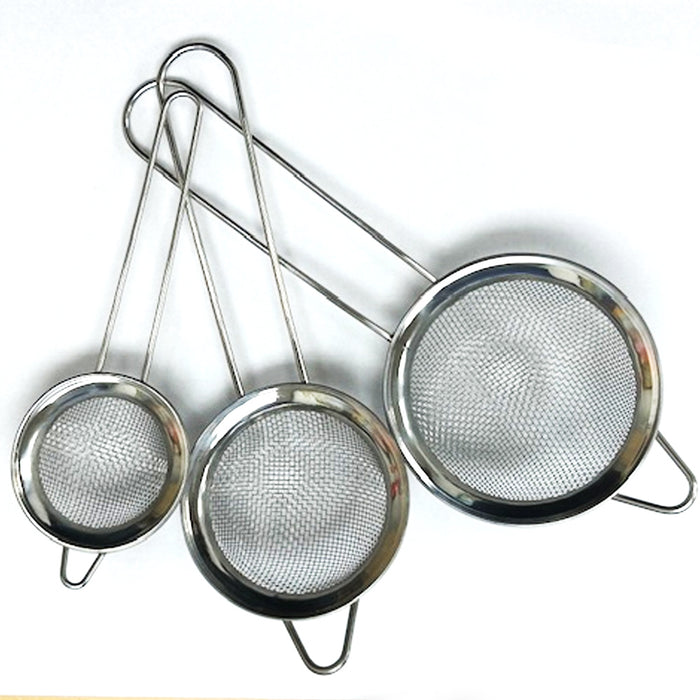 3 Tea Strainers Cocktail Stainless Steel Fine Mesh Colander Food Loose Tea Bar