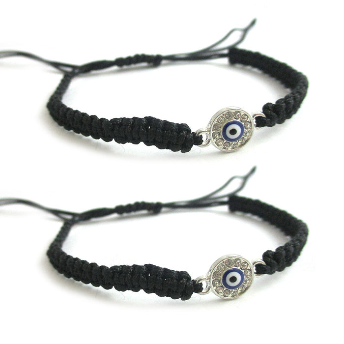 2 Pc Evil Eye Black Greek Hamsa Nazar Judaica Jewish Kabbalah Good Luck Bracelet