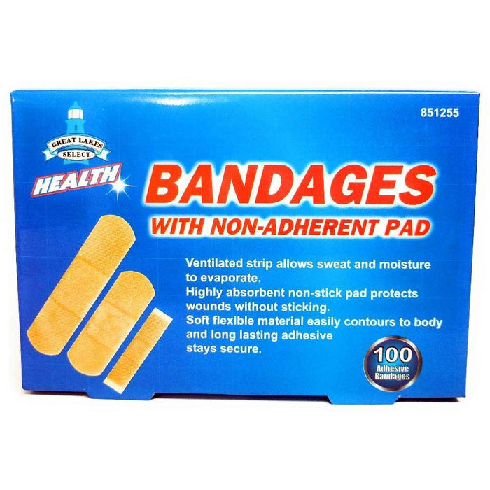 200 Ct Assorted Sizes Adhesive Bandages Non-Stick Pad Water Resistant First Aid