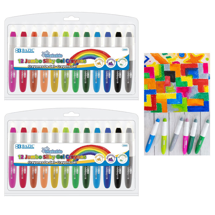 The Art Box 24 Colors Silky Gel Crayons Set, Washable 3-in-1