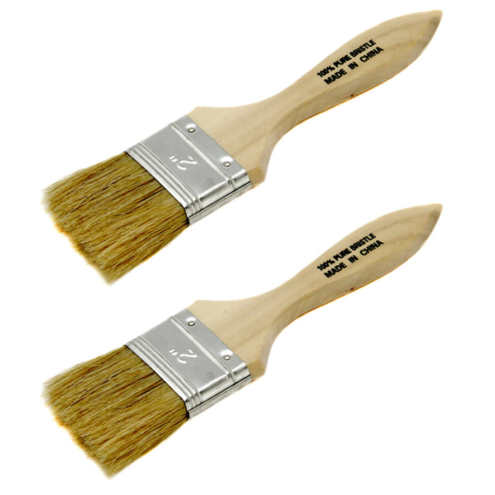 2 Pc Natural Bristle Pastry Brushes Basting Kitchen Cooking BBQ 2" Baking Tool