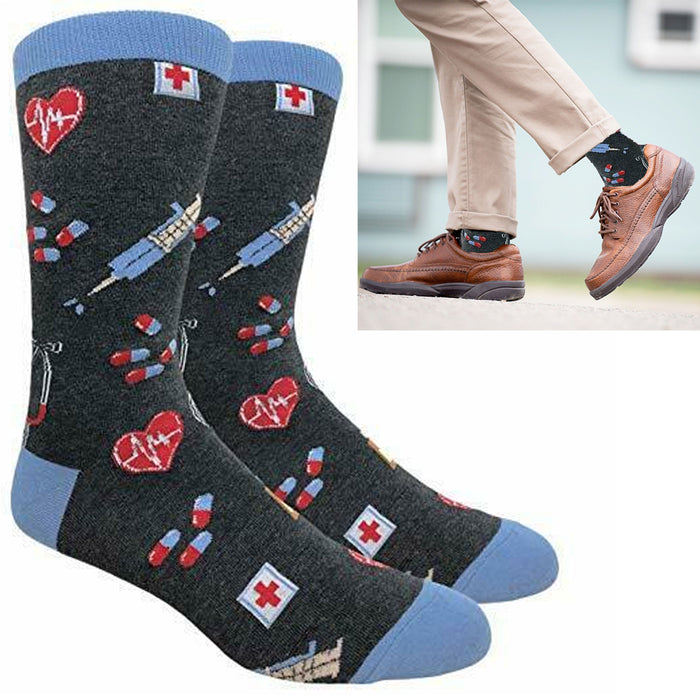 1 Pair Crew Socks Medicine Design Doctor Nurse Medical Novelty Unisex One Size