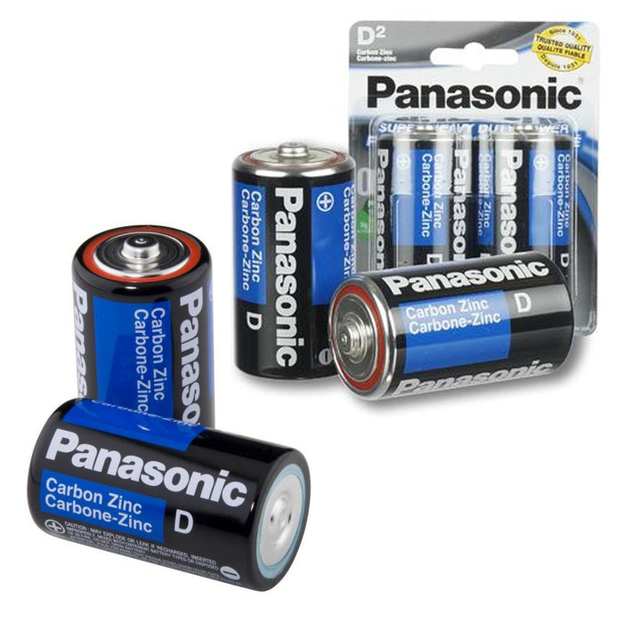 4 X Panasonic D Batteries Super Heavy Duty Carbon Zinc Battery 1.5V