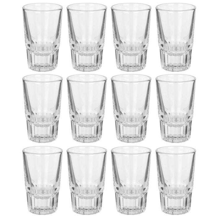 12 Pc Premium Glass Shot Glasses Fluted 1.7 Oz 50mL Party Shooters Bar Gift Set