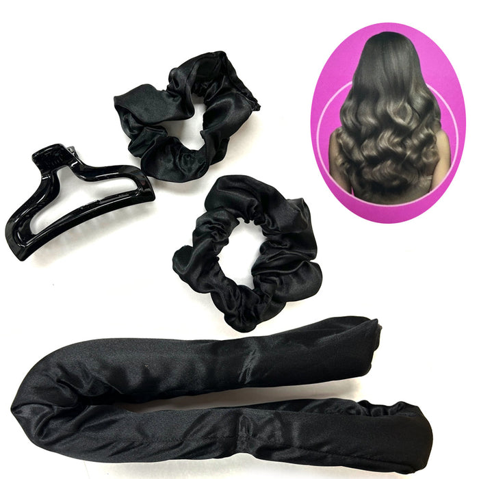 9pc Satin Pillow Curl Overnight Hair Roller Soft Curling Rod Headband Clip Brush