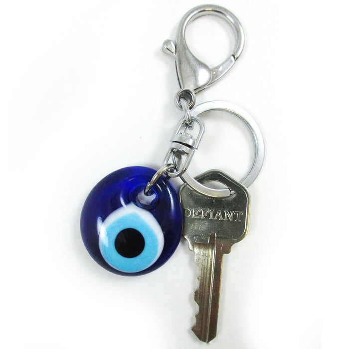 Blue Evil Eye + Silver Hamsa Fatima Hand Keychains Protection Good Luck Gift Set