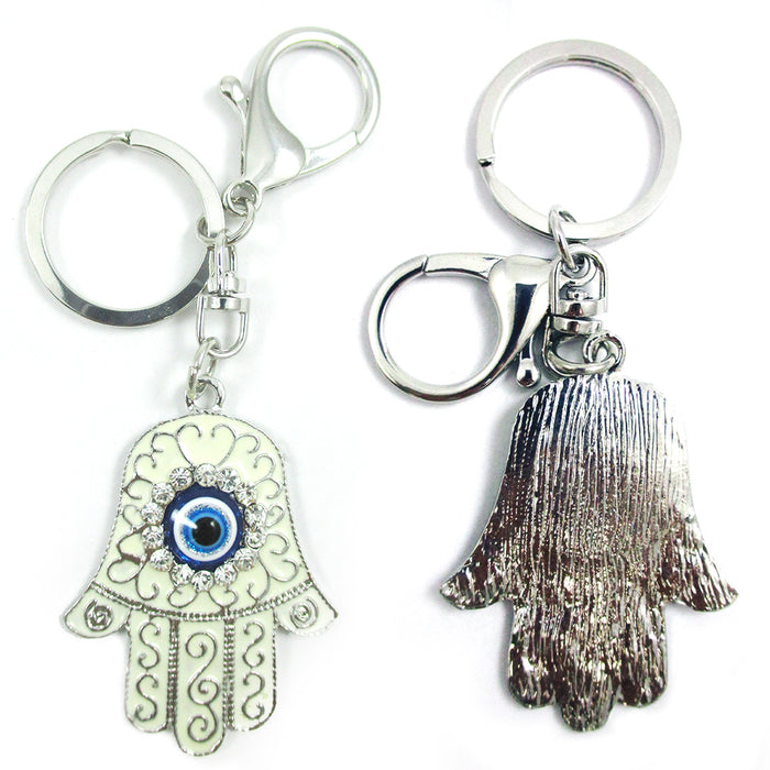 3 Pc Hamsa Evil Eye Charm Key Chain Lucky Fatima Hand Kabbalah Amulet Protection