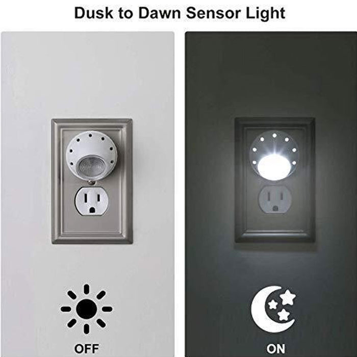 2 Pack Rotating LED Night Light Plug-In 360 Degree Spotlight Dusk to Dawn Sensor