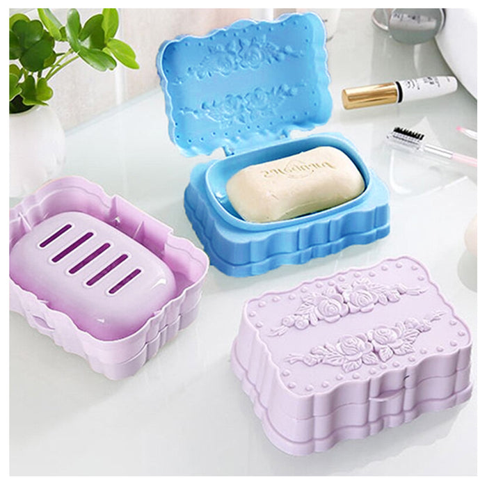 2 Pc Soap Saver Dish Holder Drain Container Travel Bathroom Shower Case Storage