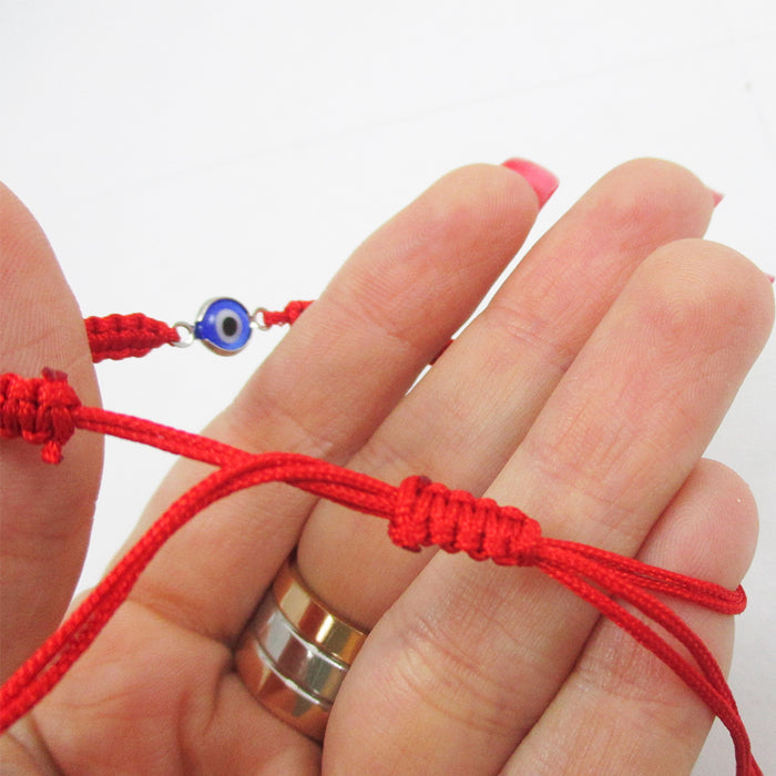 5 Pcs Evil Eye Red Kabbalah Bracelet Nazar Bead Adjustable Luck Charm Protection