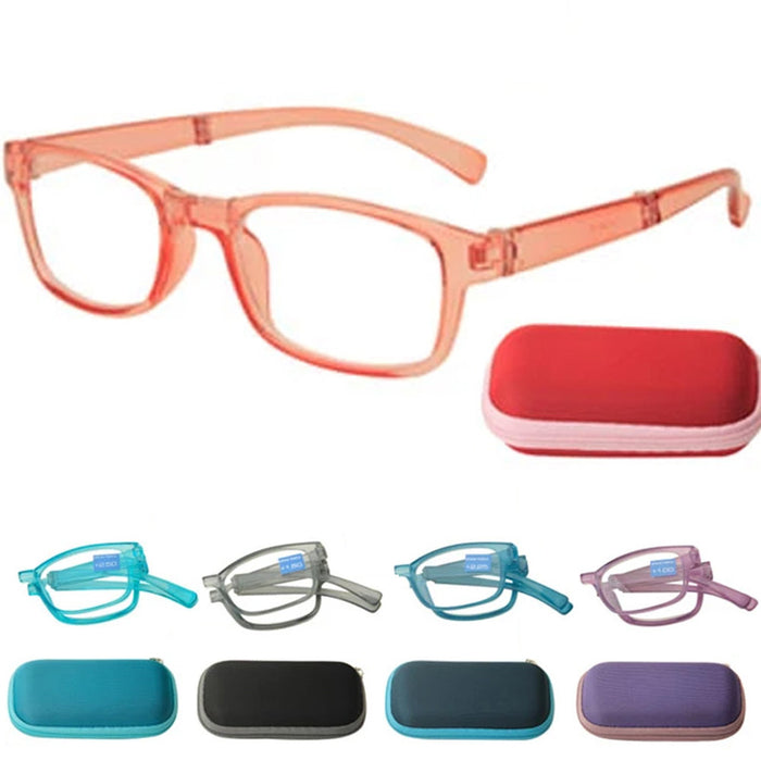 1 Pair Foldable Reading Glasses Case Holder Readers Folding Eyeglass Pouch +3.00