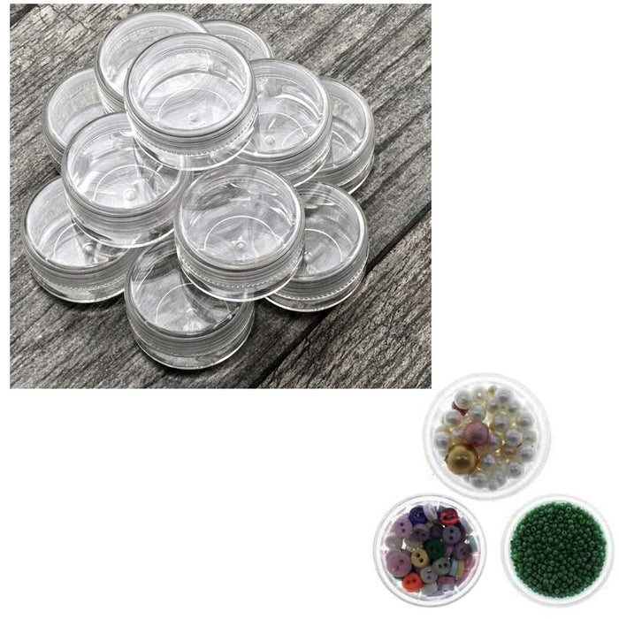 12 Empty Clear Plastic Cosmetic Containers Screw-On Storage Jar Makeup Gem Beads