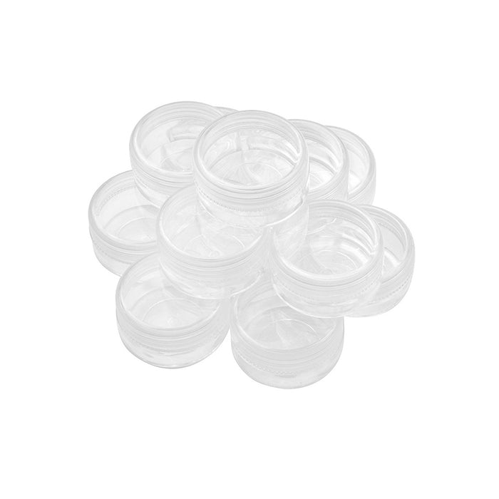 12PC Round Clear Jars Gemstone Storage Plastic Container with Lid Jewelry Makeup