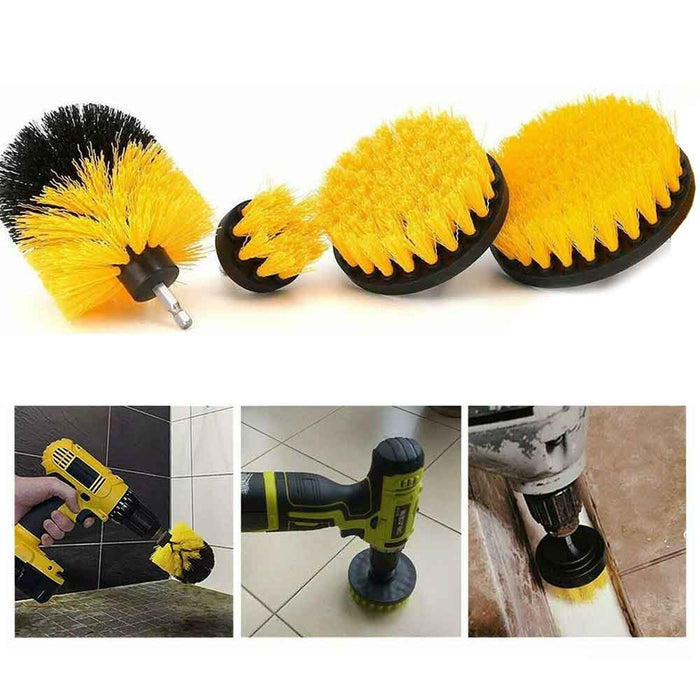 4pc Set Cleaning Drill Brush Kit Carpet Tile Power Scrubber Cleaner Attachment