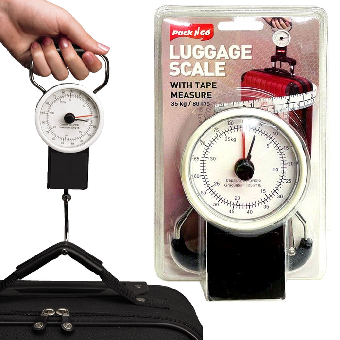 Compact Portable Luggage Scale Tape Measure 75 LB Hanging Travel Weight  Suitcase