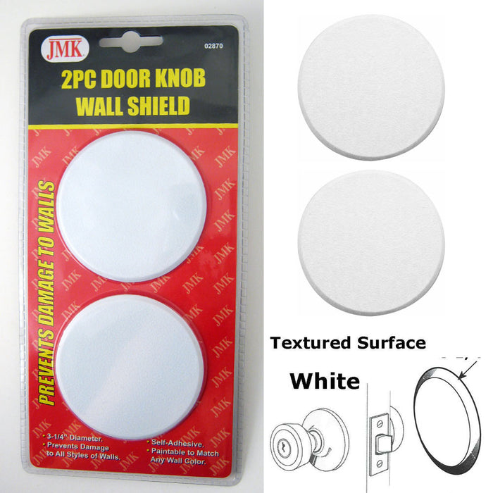 4 Wall Protector Door Knob Prevent Drywall Holes Dings White 3 1/4" Round Shield