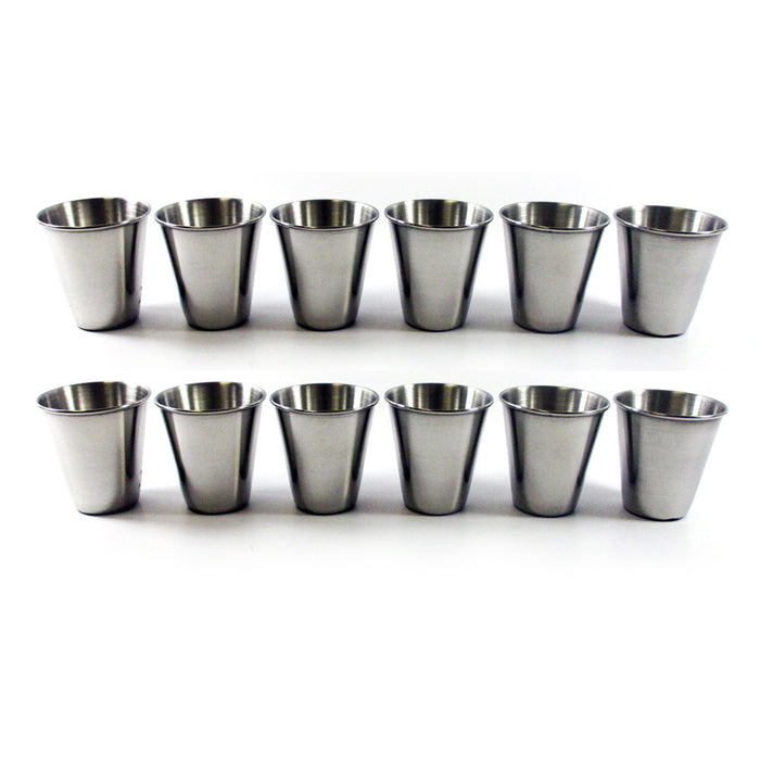 12 Pc Stainless Steel Shot Glass Set 2 Oz Cup Bar Drinking Shots Party Bartender