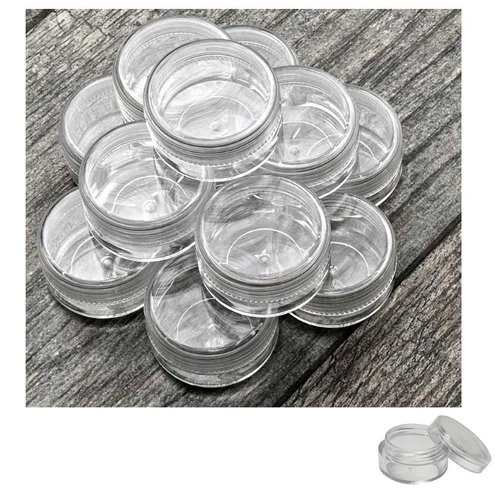 12 Empty Clear Plastic Cosmetic Containers Screw-On Storage Jar Makeup Gem Beads