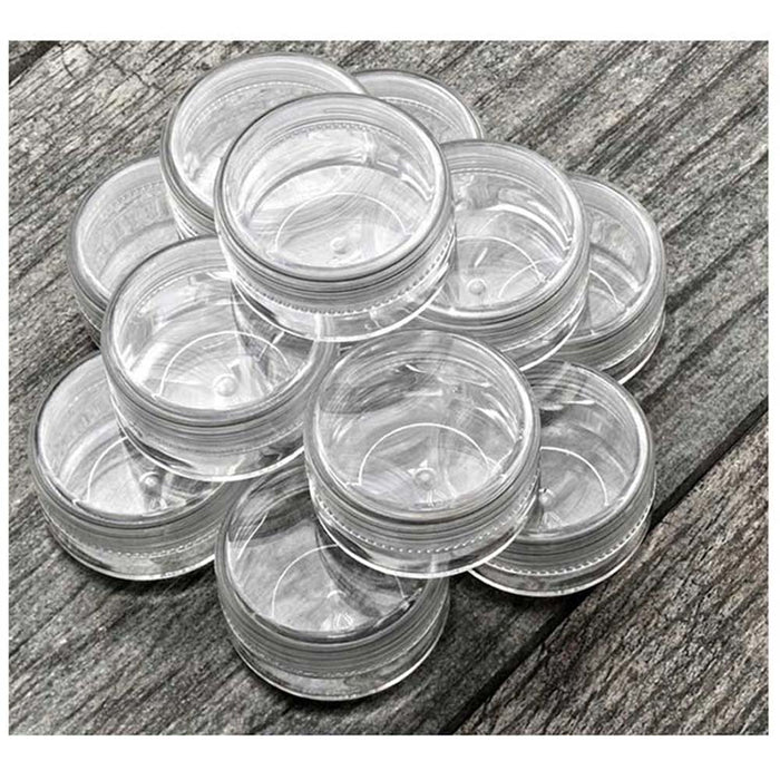 12 Empty Clear Plastic Cosmetic Containers Screw-On Storage Jar Makeup Gem Beads