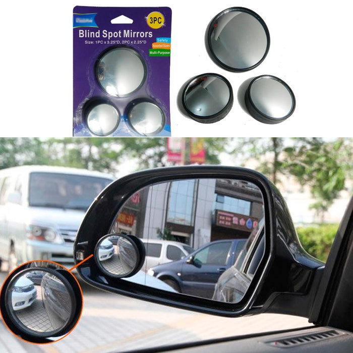 3 Pc Blind Spot Mirror Rear View Adhesive Wide Side Safety Angle Cars Trucks Van