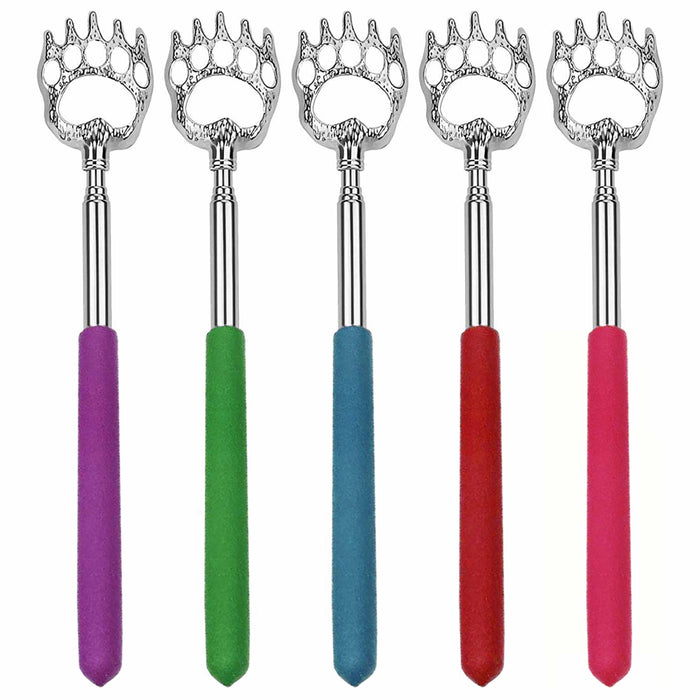 5pc Bear Steel Claw Telescopic Stainless Metal Extendable Back Itching Scratcher