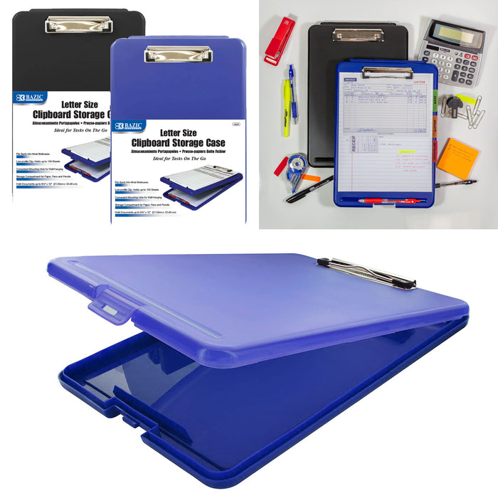 2 Clipboards with Storage Heavy Duty Plastic Low Profile Clip Folder Nurse Staff